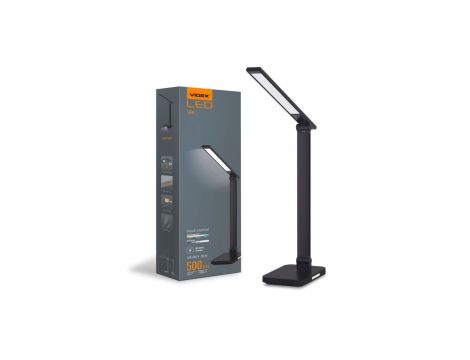 Lampka Biurkowa LED 18W 700lm 6500K Zimna Czarna Ściemnialna Videx