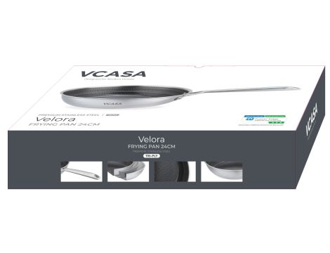 VCASA PATELNIA STAL NIERDZEWNA TRI-PLY Z POWŁOKĄ CERAMICZNĄ PPG FUSION EDGE 24cm