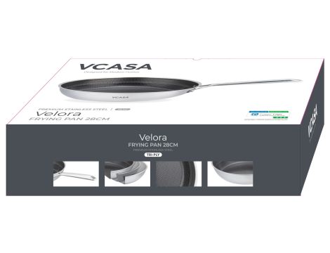 VCASA PATELNIA STAL NIERDZEWNA TRI-PLY Z POWŁOKĄ CERAMICZNĄ PPG FUSION EDGE 28cm