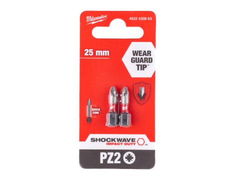 Milwaukee - Bity udarowe Shockwave PZ2 25mm-2szt. - 4932430863 - 2