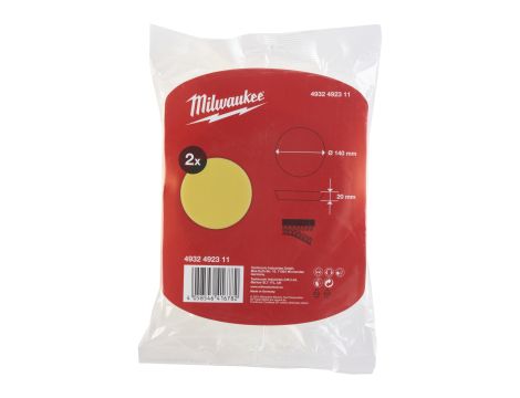 Milwaukee - Gąbka polerska żółta, lekko ścierna 140/20 mm - 2 szt. - 4932492311 - 2