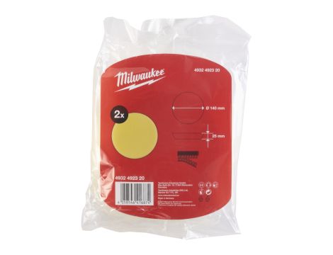 Milwaukee - Gąbka polerska żółta, lekko ścierna 140/25 mm - 2 szt. - 4932492320 - 2