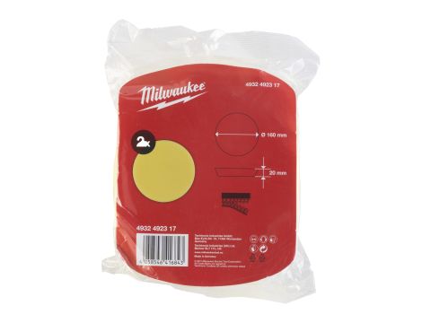 Milwaukee - Gąbka polerska żółta, lekko ścierna 160/20 mm - 2 szt. - 4932492317 - 2