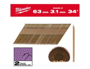 Milwaukee - Gwoździe pierścieniowe galwanizowane 63x3.1mm - 2200szt - M18FFN - 4932492609