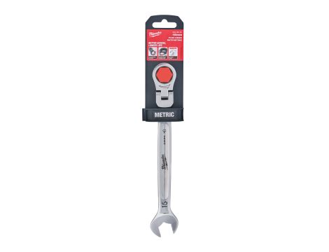 Milwaukee - Klucz płasko-oczkowy MAXBITE™ z ruchomą główką grzechotki 15 mm - 1 szt. - 4932480188 - 2