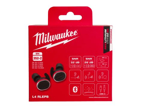 Milwaukee - L4RLEPB-301 Zatyczki do uszu z bluethooth ładowane przez USB - 4933478750 - 2
