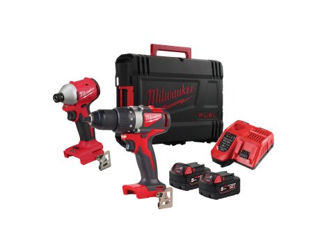 Milwaukee - M18 2-PC ZESTAW (M18 BLIDR, M18 BLDD2), w/2xM18B5, M12-18FC - 4933492846