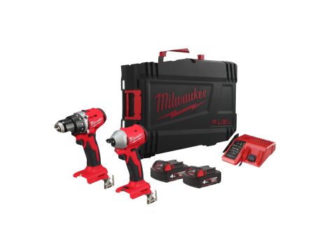Milwaukee - M18™ ZESTAW BEZSZCZOTKOWY POWEPACK (M18 BLDDRC, M18 BLIDRC), w/2xM18B4, M12-18C - 4933492836