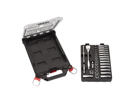 Milwaukee - Nasadki3/8˝ z grzechotką - metryczne - zestaw 32 szt. w organizerze PACKOUT™ SLIM średnim - 4932478813