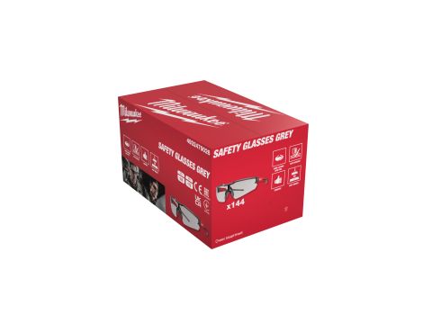 Milwaukee - Okulary ochronne odporne na zarysowania szare - opakowanie zbiorcze 144 pary - 4932479026 - 2