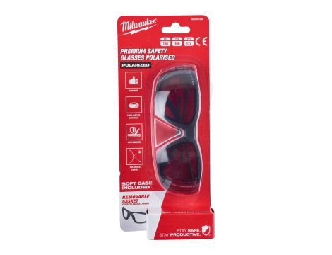 Milwaukee - Okulary ochronne premium z uszczelką przyciemniane polaryzacyjne 1 para - 4932471886 - opakowanie 6 szt. Cena za szt.