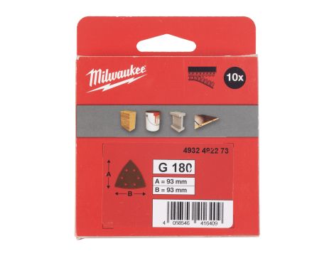 Milwaukee - Papier ścierny delta 93x93/6 otworów G180 10 szt. - 4932492273 - 2