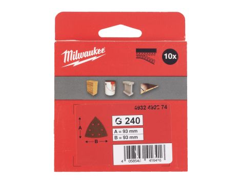 Milwaukee - Papier ścierny delta 93x93/6 otworów G240 10 szt. - 4932492274 - 2