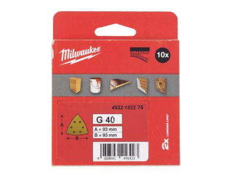 Milwaukee - Papier ścierny delta premium HP 93x93/6 otworów G40 10 szt. - 4932492275 - 2