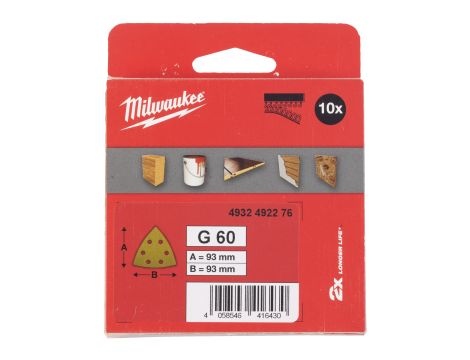 Milwaukee - Papier ścierny delta premium HP 93x93/6 otworów G60 10 szt. - 4932492276 - 2
