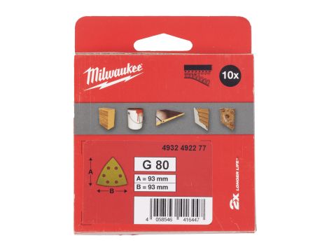 Milwaukee - Papier ścierny delta premium HP 93x93/6 otworów G80 10 szt. - 4932492277 - 2