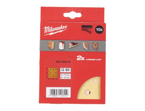 Milwaukee - Papier ścierny premium HP 115x107/10 otworów G80 10 szt. - 4932492244 - 2