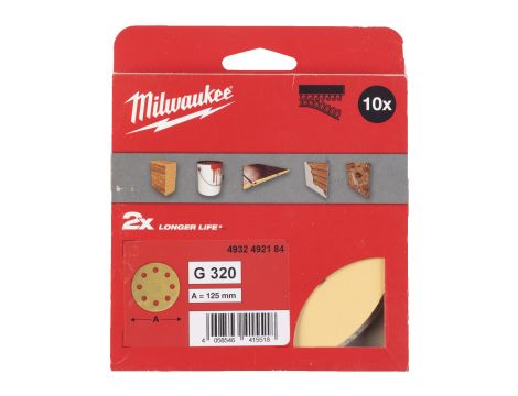 Milwaukee - Papier ścierny premium HP Ø125/8 otworów G320 - 10 szt. - 4932492184 - 2