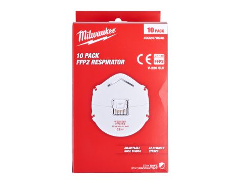Milwaukee - Półmaska FFP2 z zaworem - 10 sztuk - 4932478548