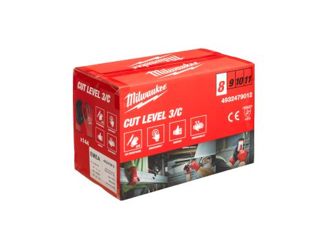 Milwaukee - Rękawice odporne na przecięcia - poz. C - rozm M/8 - opakowanie zbiorcze 144 pary - 4932479012