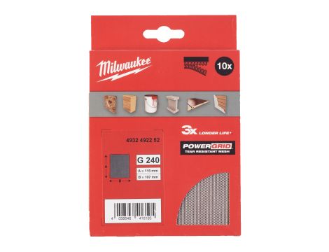 Milwaukee - Siatka ścierna POWERGRID 115x107 mm G240 10 szt. - 4932492252 - 2