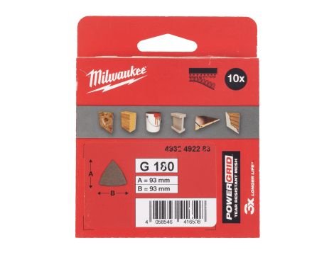 Milwaukee - Siatka ścierna POWERGRID delta 93x93 G180 10 szt. - 4932492283 - 2