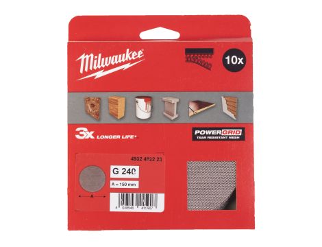 Milwaukee - Siatka ścierna POWERGRID Ø150 G240 - 10 szt. - 4932492223 - 2