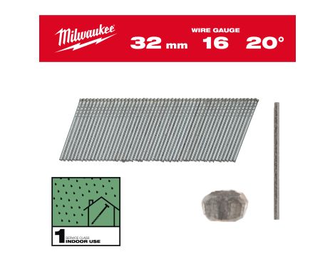 Milwaukee - Sztyfty galwanizowane 16G/32mm /20°-2 tys. szt. - M18 CN16GA - 4932492582