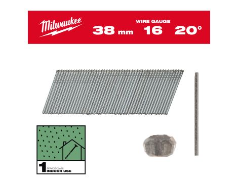 Milwaukee - Sztyfty galwanizowane 16G/38mm/20°-2 tys. szt. - M18 CN16GA - 4932492583
