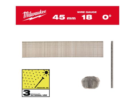 Milwaukee - Sztyfty Inox 18G/45mm- 5 tys. szt. - M18FN18GS - 4932492563