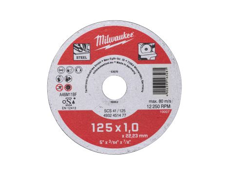Milwaukee - Tarcza do cięcia metalu Contractor 125X1 mm - 4932451477 - opakowanie 50 szt. Cena za szt. - 2