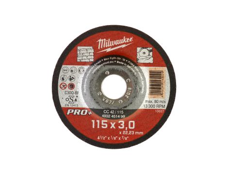 Milwaukee - Tarcza do kamienia wypukła 115X3 mm PRO+ - 4932451499 - opakowanie 25 szt. Cena za szt. - 2