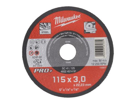 Milwaukee - Tarcza do metalu płaska 115X3 PRO+ - 4932451491 - opakowanie 25 szt. Cena za szt. - 2