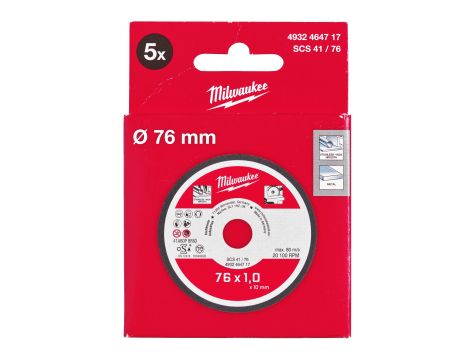 Milwaukee - Tarcza tnąca do metalu 76 mm - 5 szt. - 4932464717 - 2