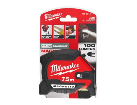 Milwaukee - Taśma miernicza LED 7,5 m magnetyczna - 4932492469 - opakowanie 6 szt. Cena za szt. - 2