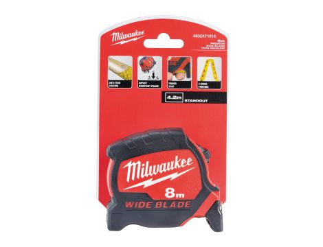 Milwaukee - Taśma miernicza Premium Wide 8 m - 4932471816 - opakowanie 6 szt. Cena za szt. - 2