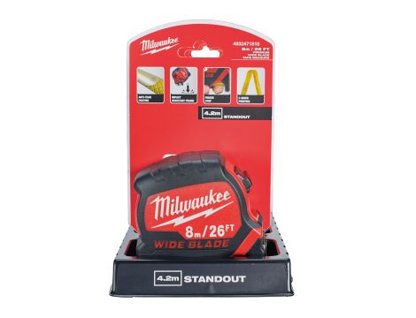 Milwaukee - Taśma miernicza Premium Wide 8 m / 26 ft - 4932471818 - opakowanie 6 szt. Cena za szt. - 3