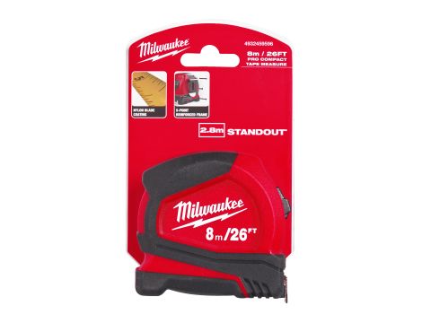 Milwaukee - Taśma miernicza Pro Compact C8-26/25 - 1pc - 4932459596 - opakowanie 12 szt. Cena za szt. - 2