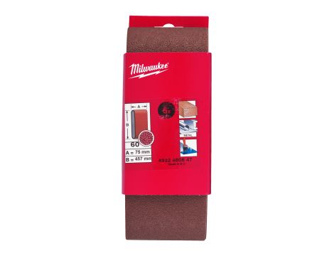 Milwaukee - Taśma ścierna 75x457 ziarn. 60 (5 szt.) do M18 FBTS75 - 4932480547 - 2