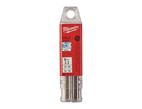Milwaukee - Wiertło do metalu 3,3/18/49 mm (10 szt.) - 4932352204 - 2