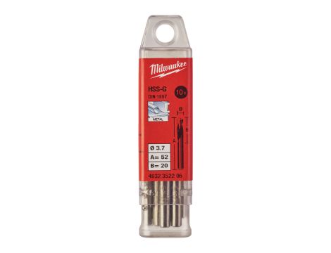 Milwaukee - Wiertło do metalu 3,7/20/52 mm (10 szt.) - 4932352206 - 2