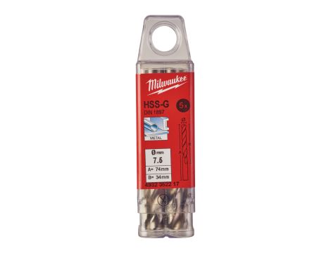 Milwaukee - Wiertło do metalu 7,5/34/74 mm (5 szt.) - 4932352217 - 2