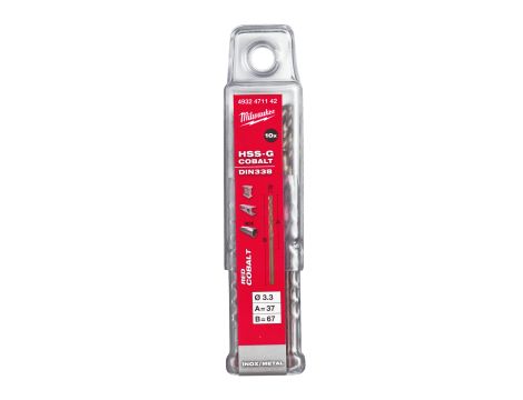 Milwaukee - Wiertło do metalu HSS-G CO 3,3 mm (10 szt.) - 4932471142 - 2