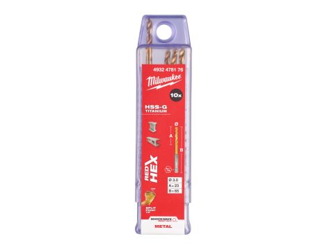 Milwaukee - Wiertło udarowe do metalu SWave HSS-G Tin 3.0mm -10szt. - 4932478176 - 2
