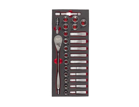 Milwaukee - Wkładka piankowa z grzechotką i nasadkami 1/2˝ - do wózków narzędziowych - 4932479826