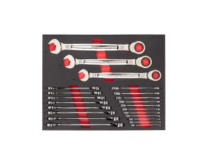 Milwaukee - Wkładka piankowa z kluczami płasko-oczkowymi z grzechotką MAXBITE™ 22 szt. - do wózków narzędziowych - 4932493248