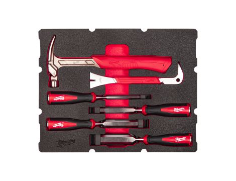 Milwaukee - Wkładka piankowa z narzędziami ręcznymi do pracy w drewnie - do skrzyni Packout z szufladami, 6 szt - 4932493641