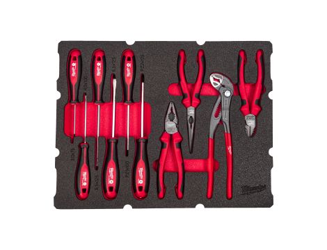 Milwaukee - Wkładka piankowa z szczypcami i wkrętakami - do skrzyni Packout z szufladami, 10 szt - 4932493638