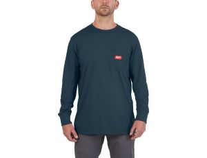 Milwaukee - WTLSBLU-M T-shirt z kieszonką z długim rękawem - niebieski - 4932493044