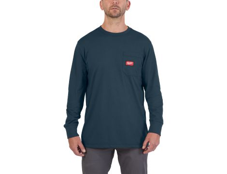 Milwaukee - WTLSBLU-M T-shirt z kieszonką z długim rękawem - niebieski - 4932493044